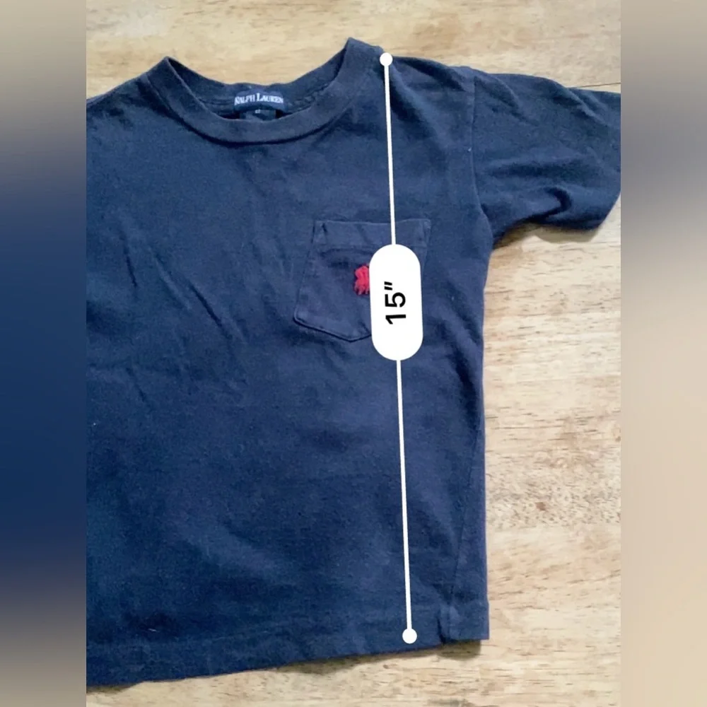 Vintage Ralph Lauren Boys’ Sz 4T Navy Cotton Jersey Crewneck Pocket Tee‎